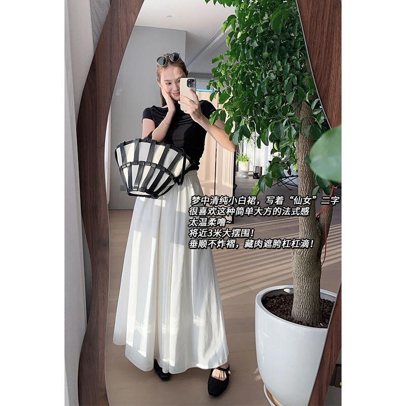 美洋MEIYANG 重瓣百合裙 珠地斜纹棉|A字伞裙半身小白裙