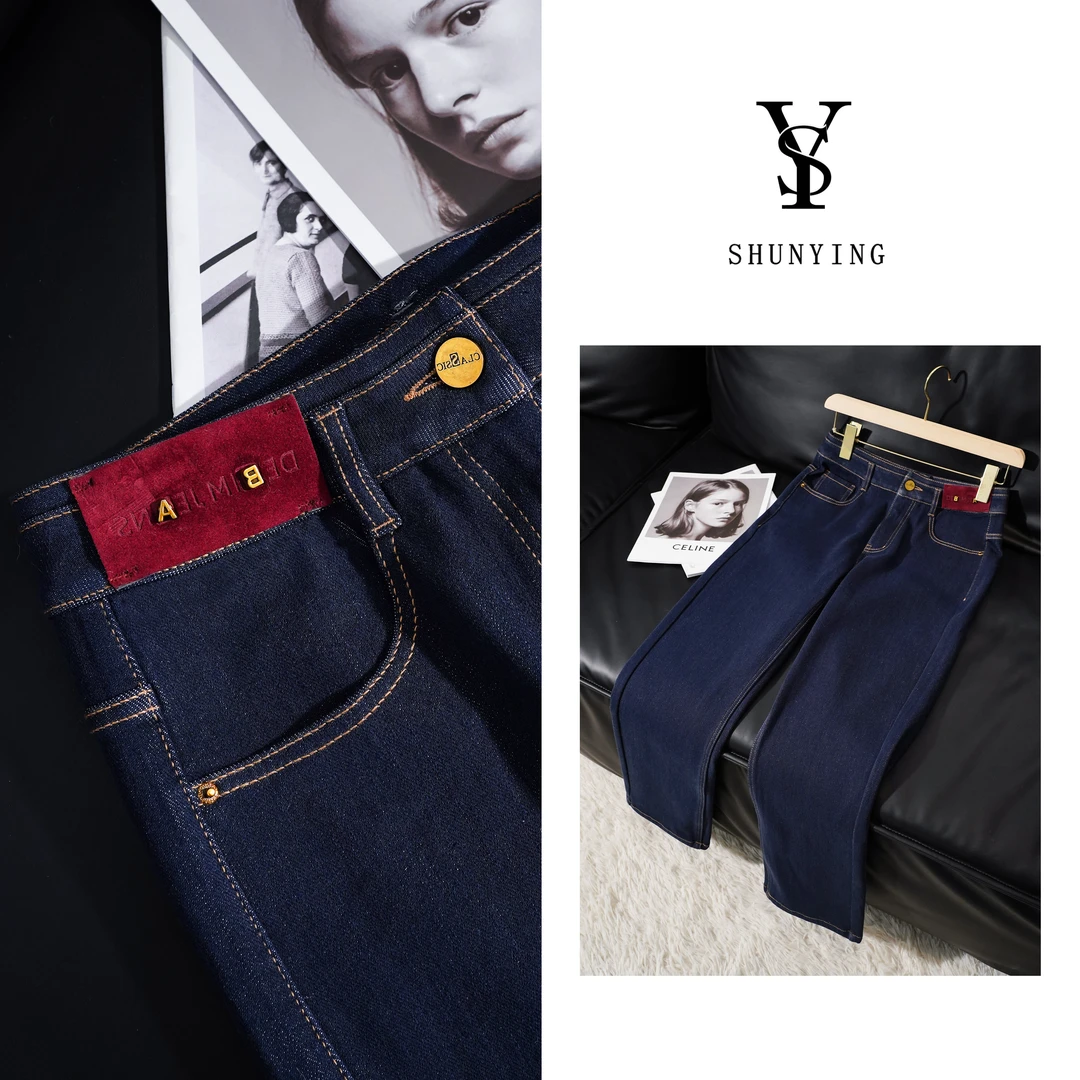 仟娜【绿光升温牛仔】遮肉修饰腿型! 加绒保暖牛仔裤SY66NZK107