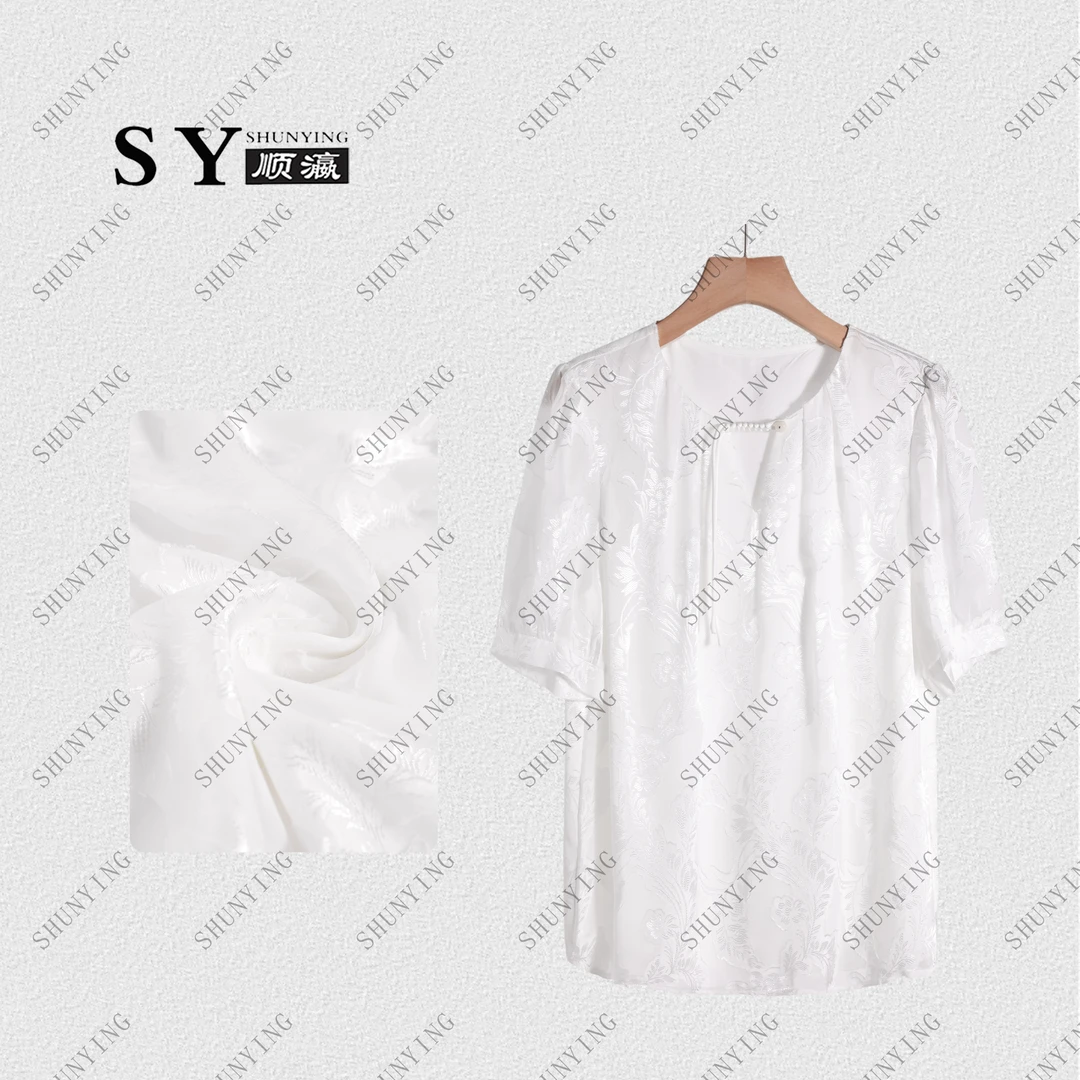 【顺瀛】夏季新款新中式国风盘扣时尚拼接镂空提花短袖衬衫SY62C816