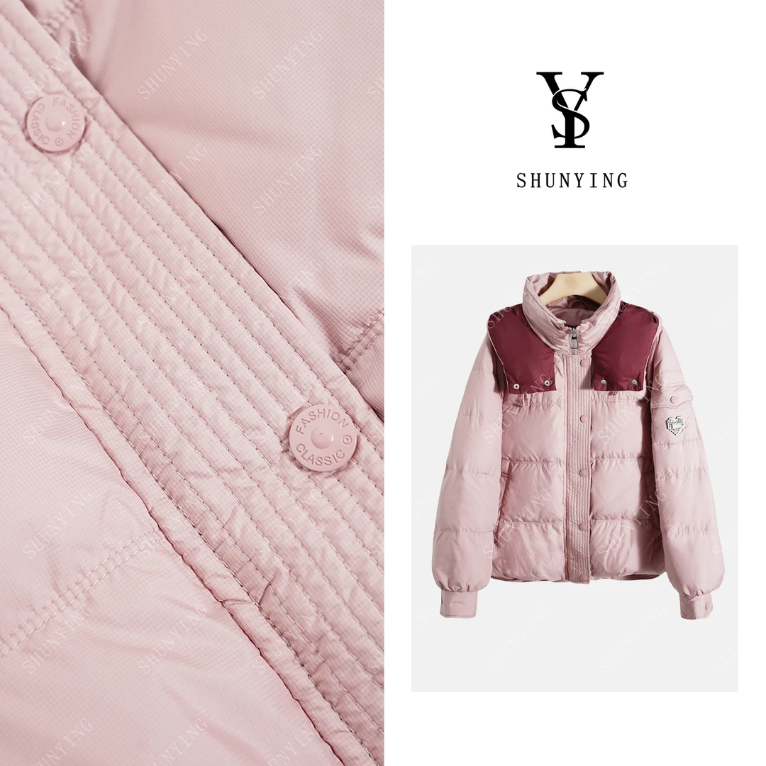 【仟娜】保暖轻便！高级感撞色加厚保暖时尚羽绒服SY66YRF9306