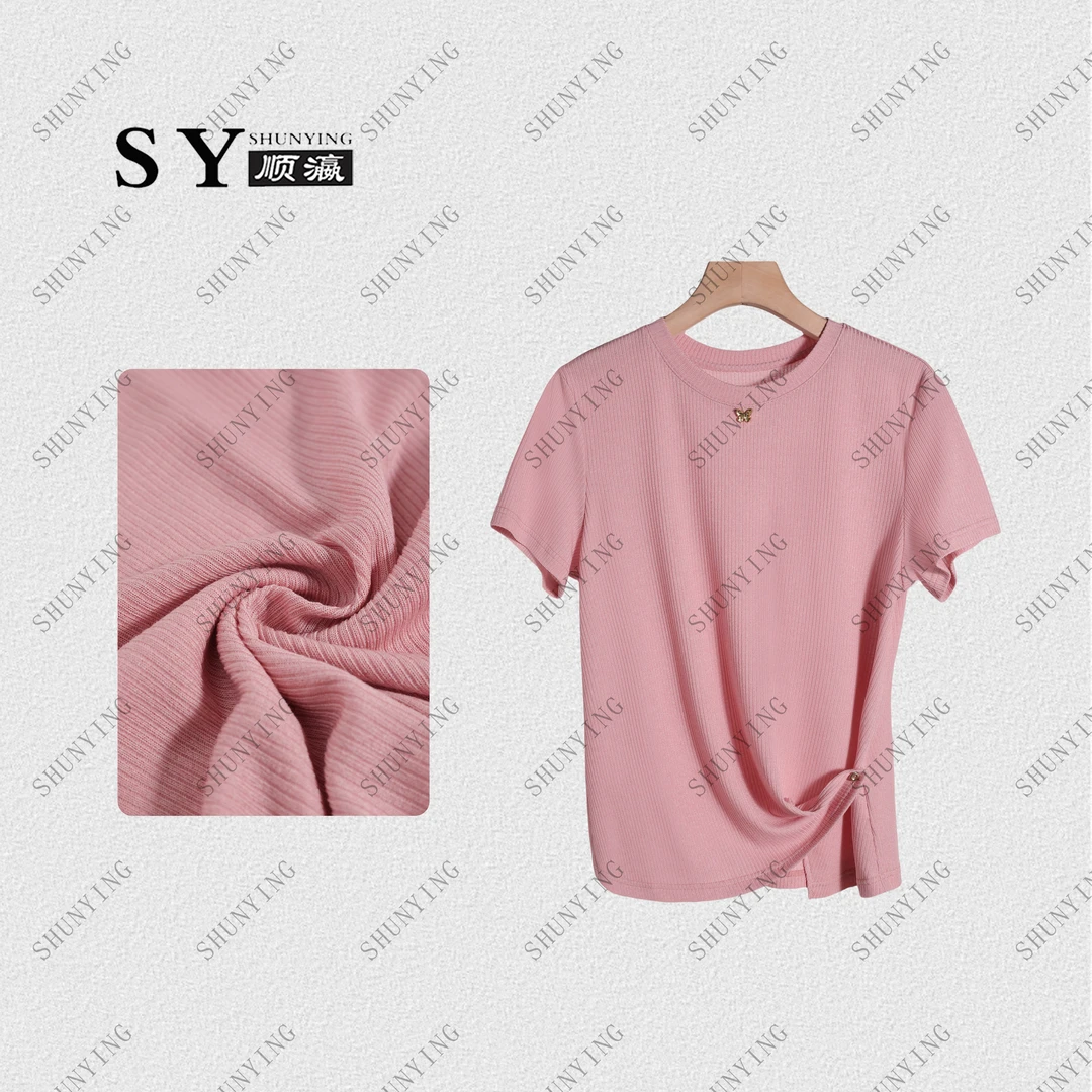 【顺瀛】夏季新款百搭简约舒适下摆侧开叉针织短袖SY62ZZ00168