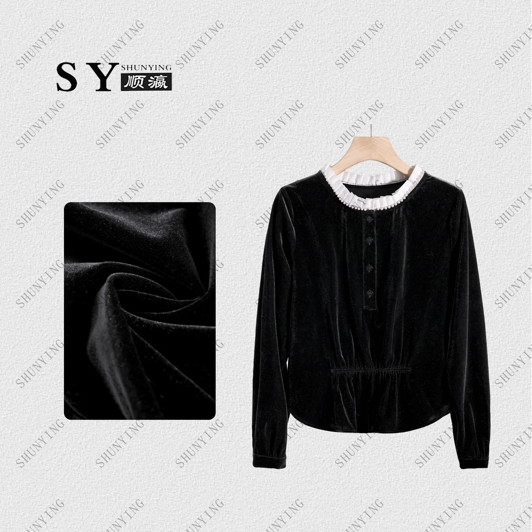 【顺瀛】秋季新款时尚百搭显瘦立领丝绒衬衫SY63C9766