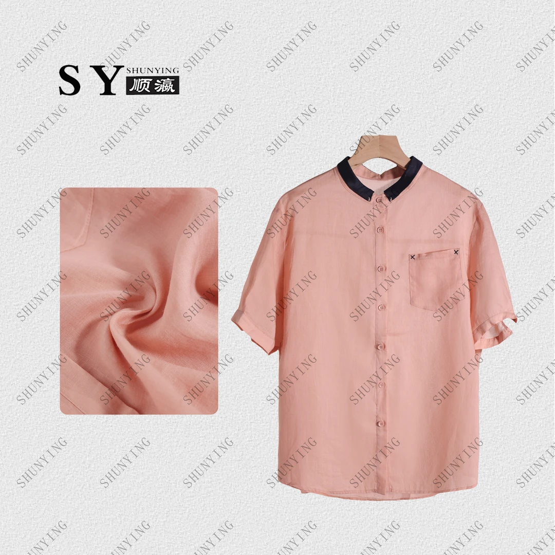 【顺瀛】夏季新款撞色小翻领单排扣宽松显瘦设计感小衫SY62C245582