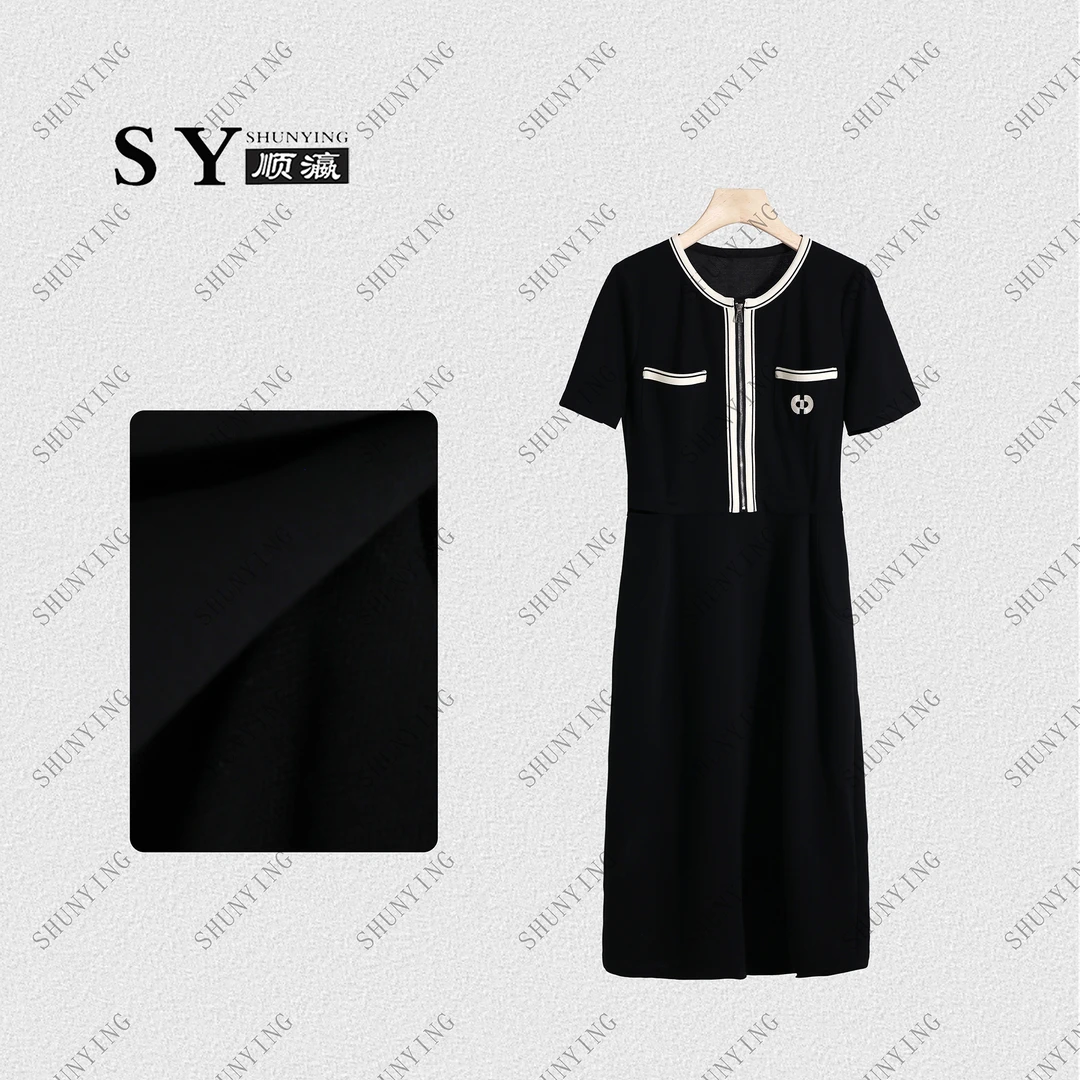 【顺瀛】夏季新款气质小香风显瘦黑白撞色假两件连衣裙SY62LYQ62486