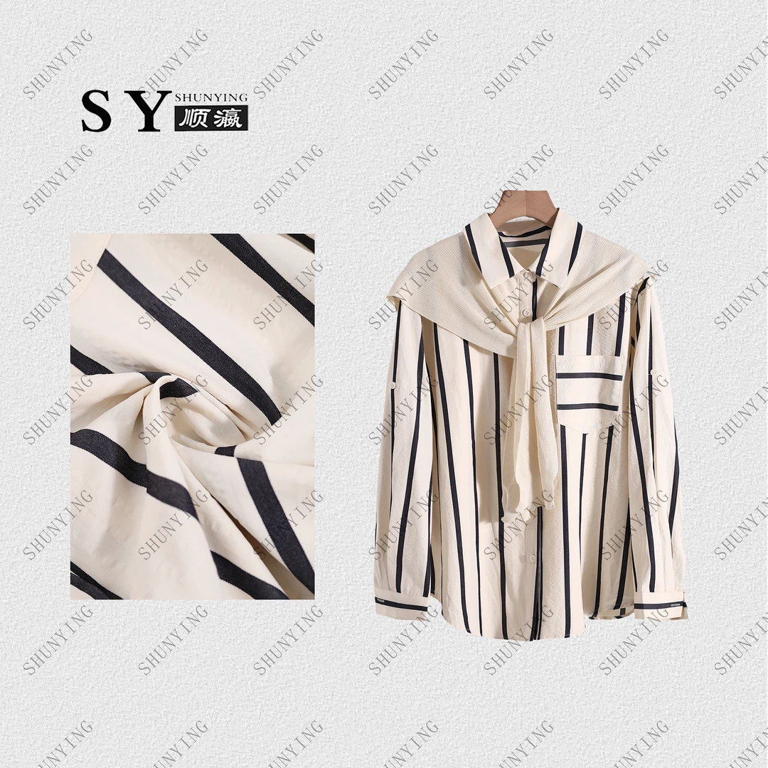 【顺瀛】新款时尚翻领单口袋百搭条纹休闲衬衫SY63CS172