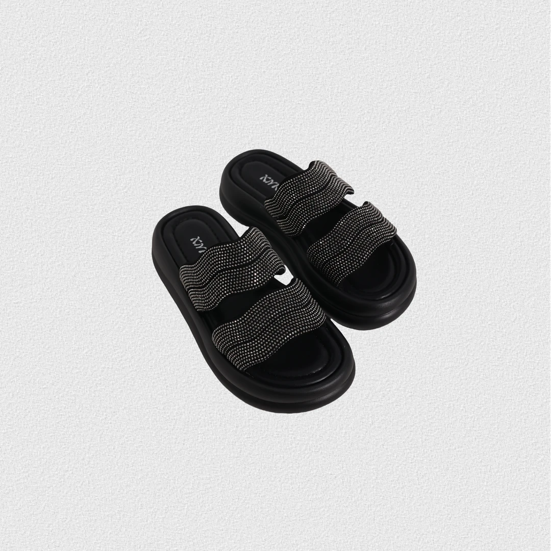 24年夏季新款小香风精致水钻外穿厚底凉拖鞋62XB9199