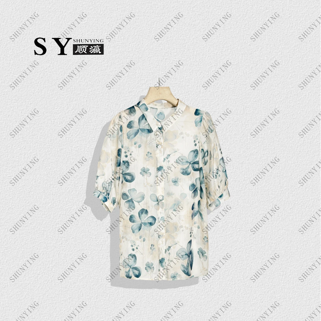 【顺瀛】夏季新款高级感洋气别致气质印花短袖衬衫SY62C1652