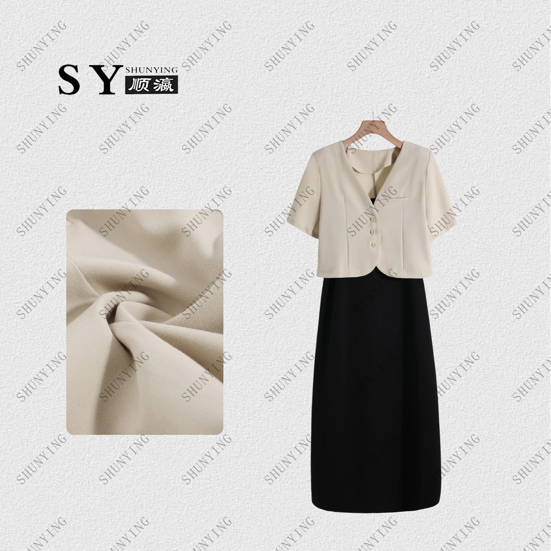 【顺瀛】夏季新款吊带连衣裙气质短袖西服精致时尚套装SY62TZ088