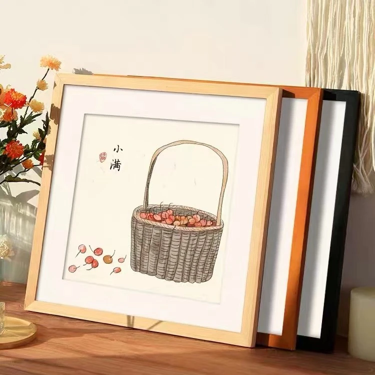 实木画框装裱相框3挂墙38国画字画书法中式原木色50定制框架耐用