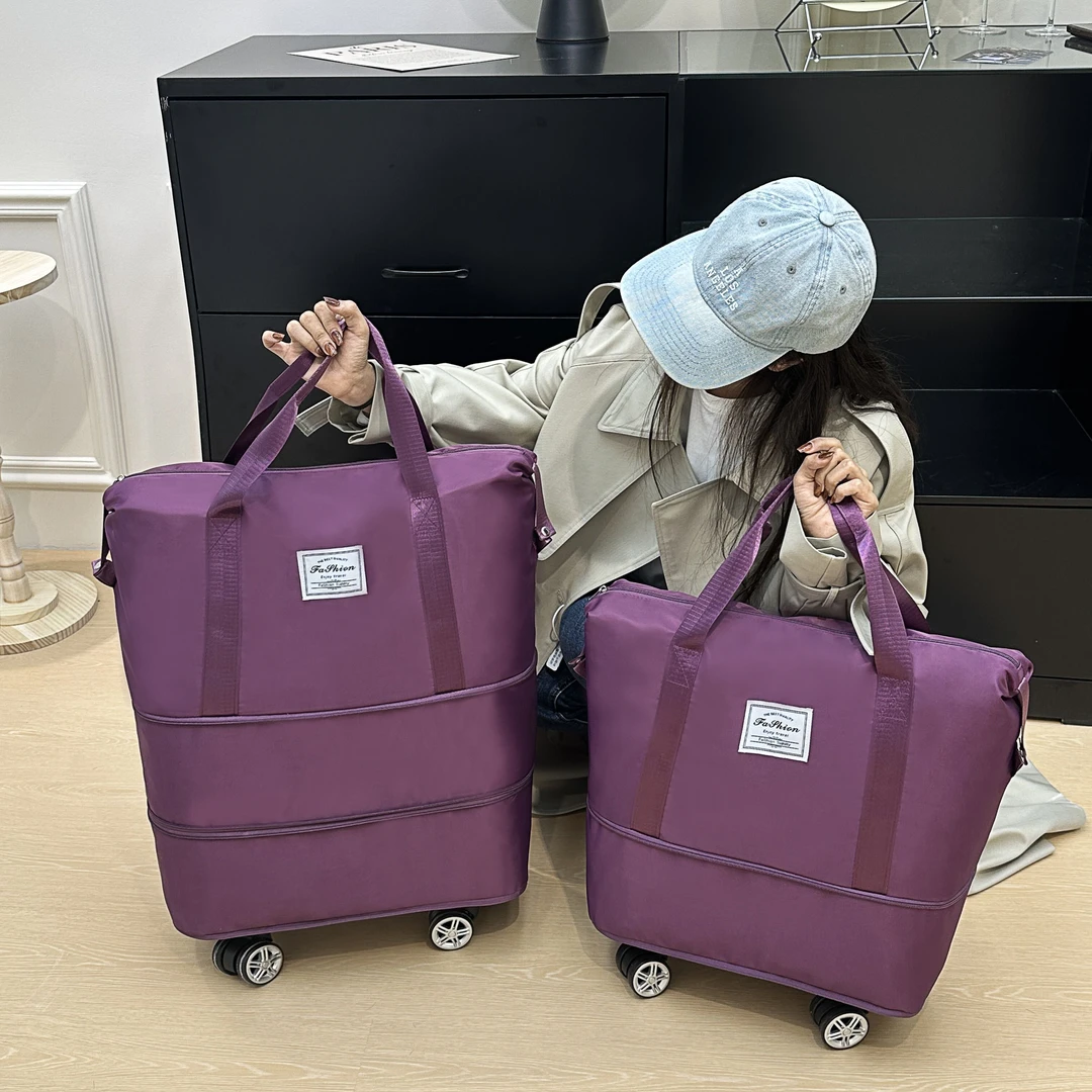 旅行大容量拆卸万向轮收纳包旅行便携双层托运包可折叠登机健瑜伽