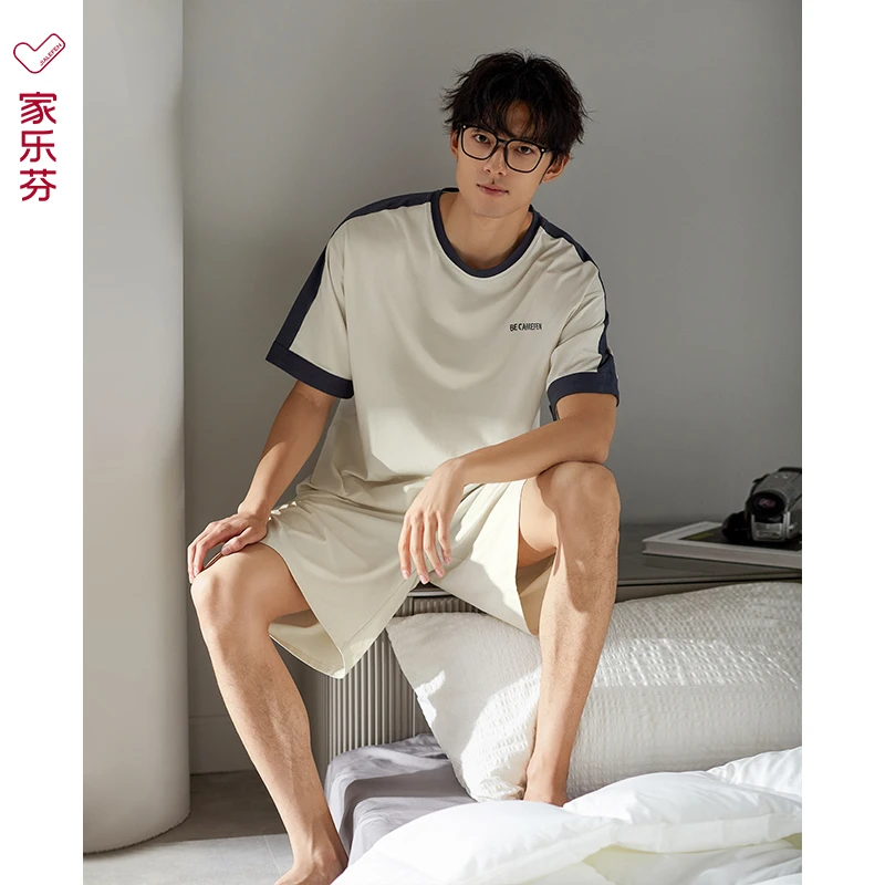 家乐芬【莫代尔棉】夏季凉感棉短袖短裤男士家居服薄款休闲可外穿