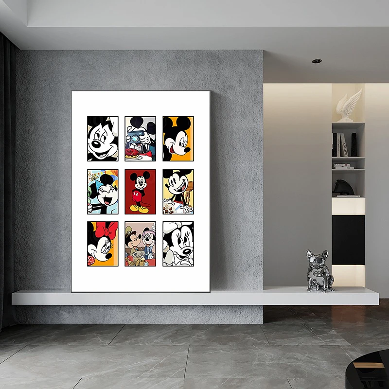 尼米老鼠挂画可爱卡通儿童房床头装饰画卧室玄关壁画米奇6080