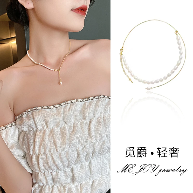 铜合金仿珍珠项链 高级感珍珠项链2025年火爆款网红款锁骨链女款