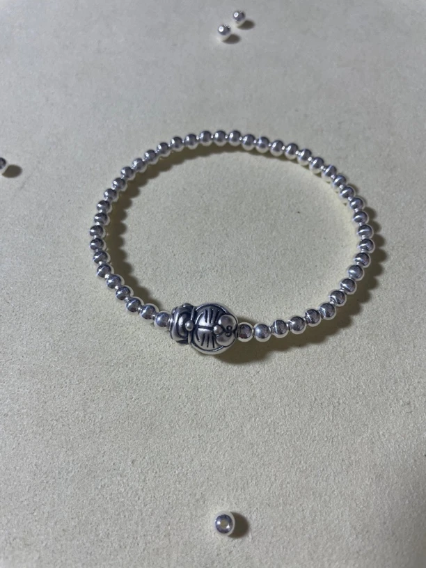 足银手链 足银多拉a梦卡4足银手链时尚百搭单圈简约