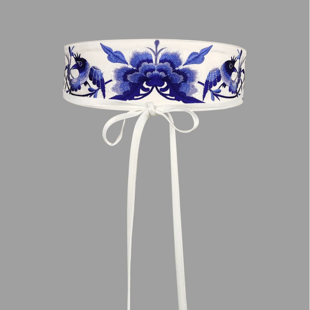 新中式国风女士系带腰带刺绣夏日搭配裙子束腰 腰封苗族时尚百搭