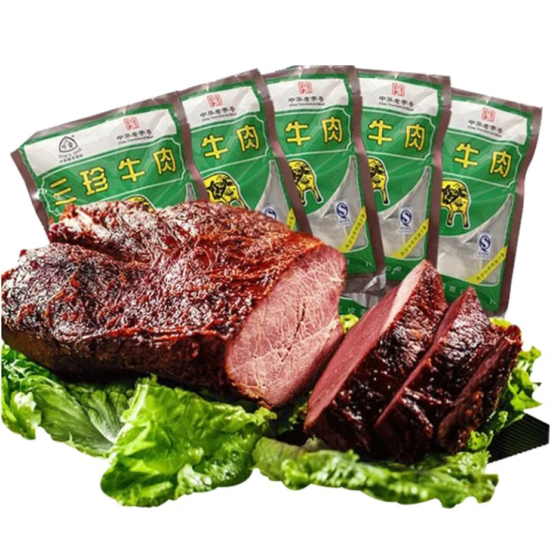三珍斋五香酱牛肉100克X5袋真空即食熟食卤肉干零食特产红烧牛肉