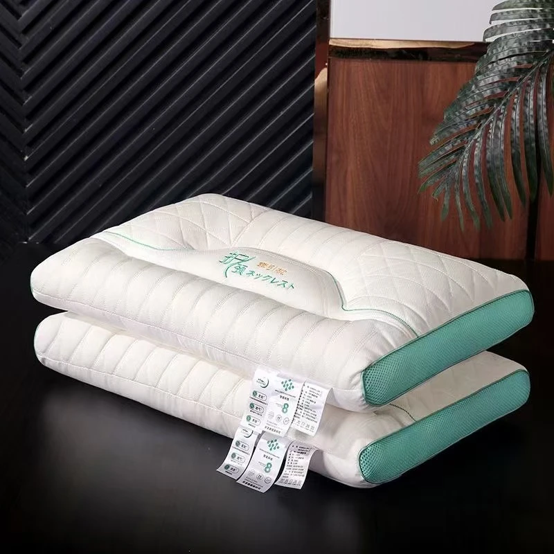 五星定位乳胶羽丝绒反牵引枕头 护颈 大化纤维国标枕  成人枕