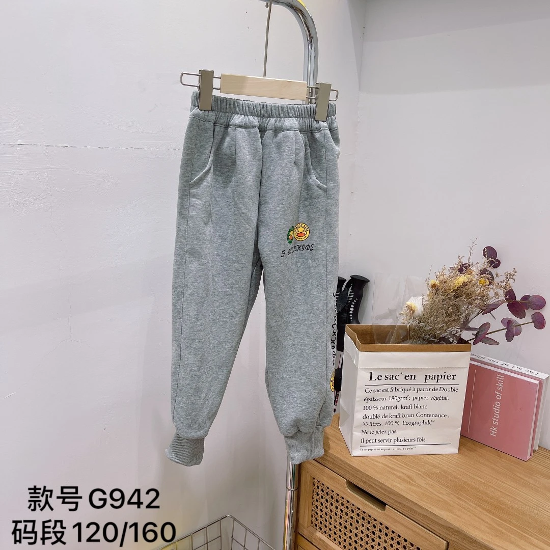 童装儿童卫裤2023秋款新款男童女童裤子韩版休闲加绒长裤G942针织