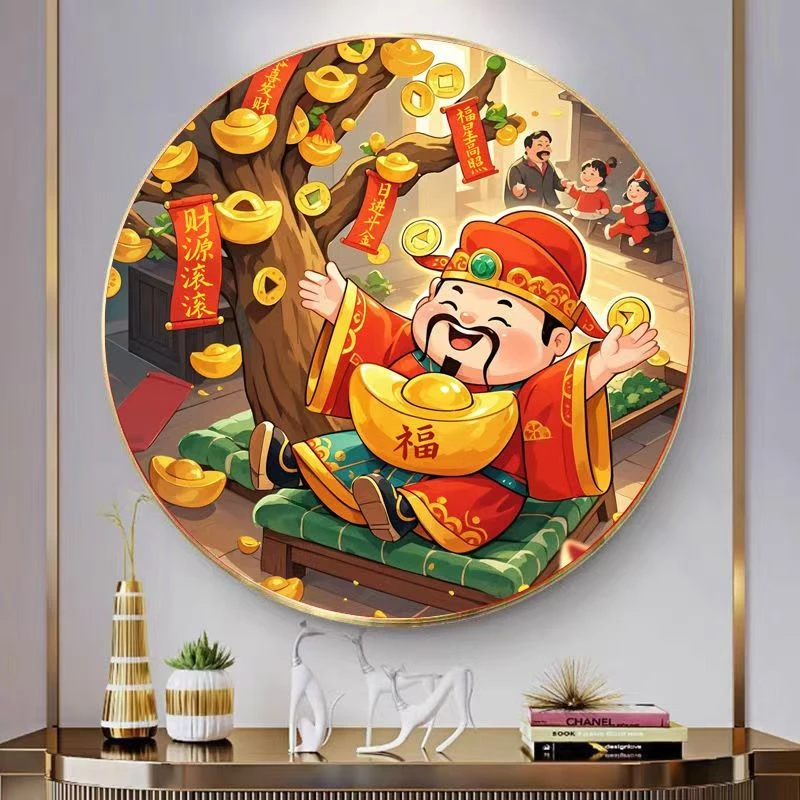 新款5D满钻日进斗金财神钻石画厂家直销