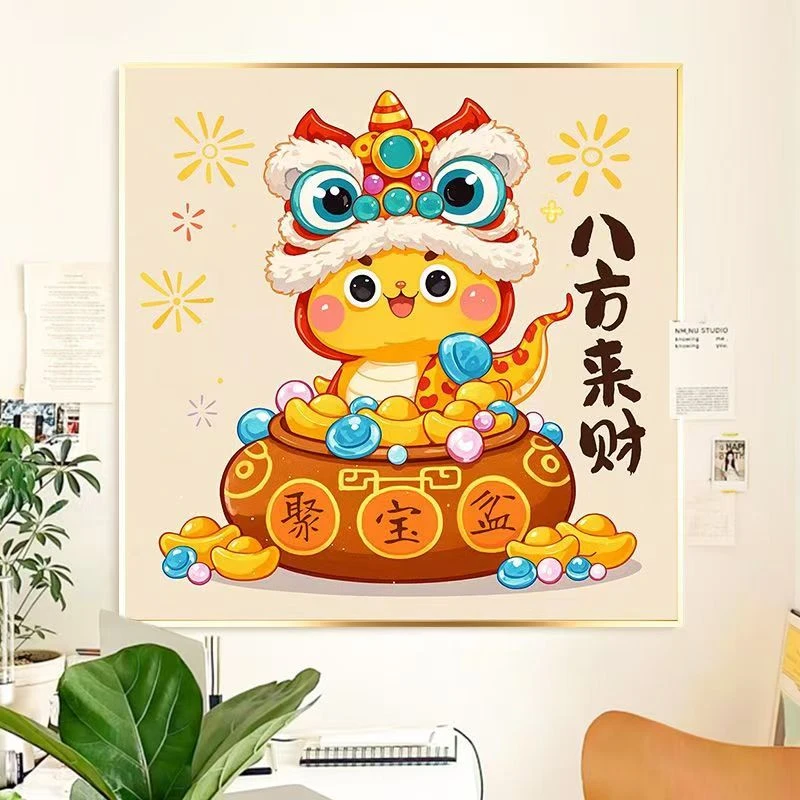 新款5D满钻蛇年吉祥发财蛇钻石画厂家直销