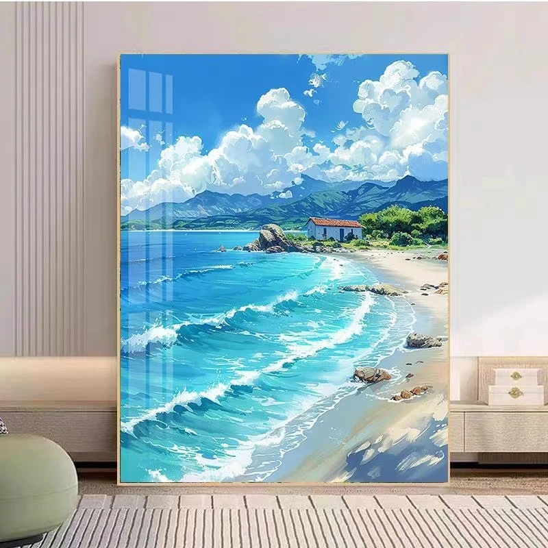 新款5D满钻海边蓝天钻石画厂家直销