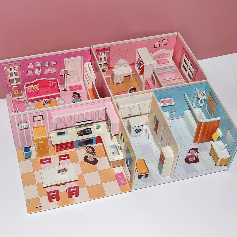 房子3d立体拼图女孩手工拼装儿童益智玩具小屋DIY小屋立体拼图