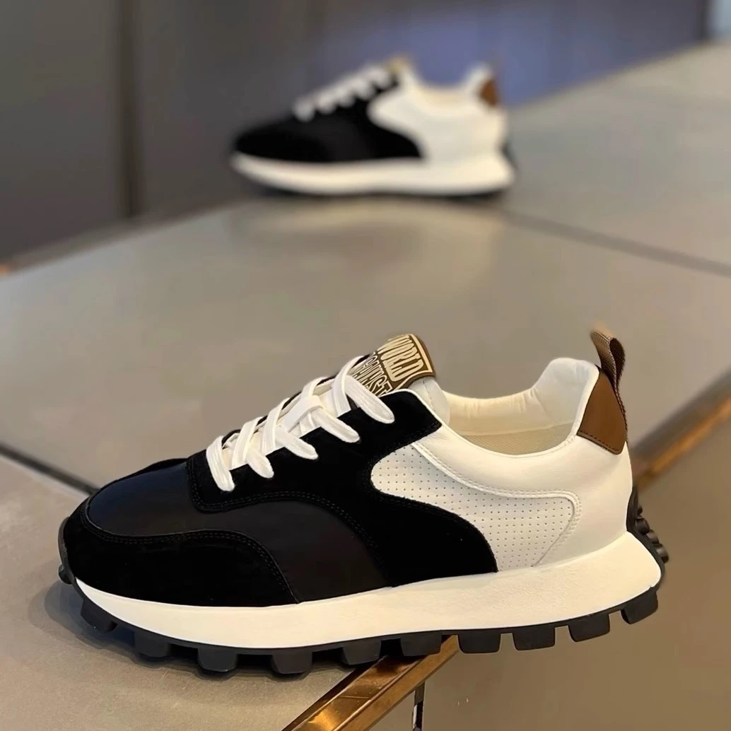 阿甘鞋2025秋季新款打孔透气拼色休闲老爹鞋男款复古防滑休闲鞋子