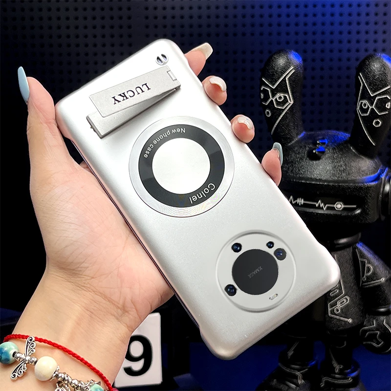 适用华为MATE60PRO超薄无边框实用磁吸保护套带支架高级感手机壳