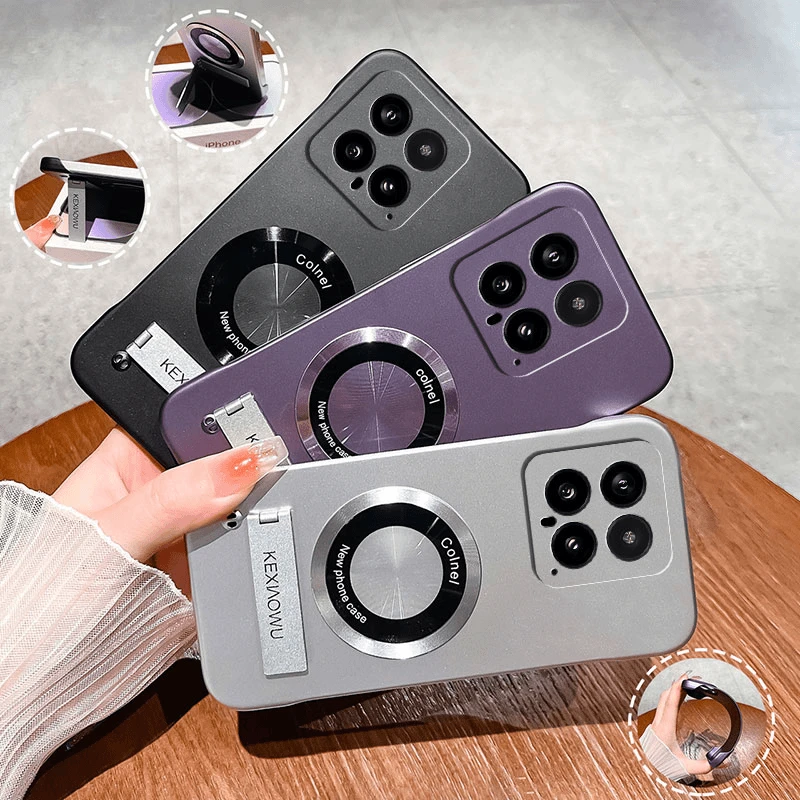 适用于小米14超薄无边框实用磁吸带支架高级感散热壳