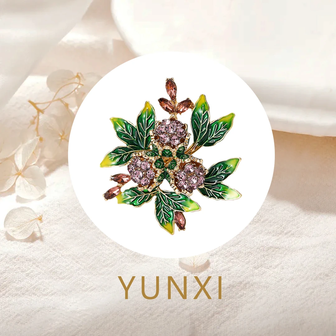 合金珐琅胸针 复古珐琅彩玫瑰花苞胸针女士高奢时尚大衣西服胸花