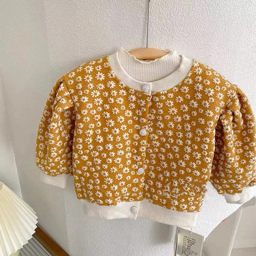 女童春秋装小童碎花外套新款儿童秋季洋气开衫宝宝休闲百搭上衣潮