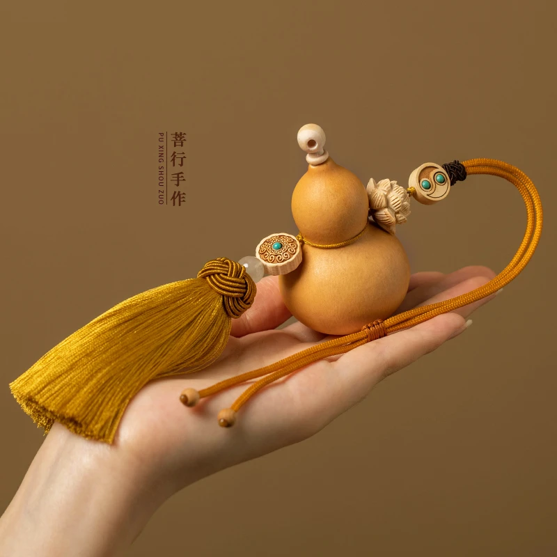 天然葫芦挂件福禄家门口大门客厅卧室玄关金色流苏莲花挂饰