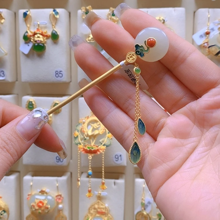 【闪购商品】和田玉颈饰银S925镀金镶嵌