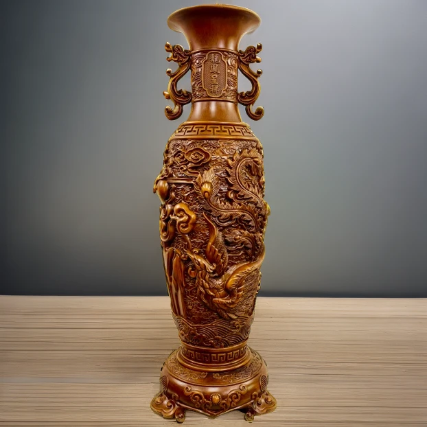 龙凤呈祥大号落地大花瓶1.2米中式家居客厅乔迁新居工艺礼品摆件