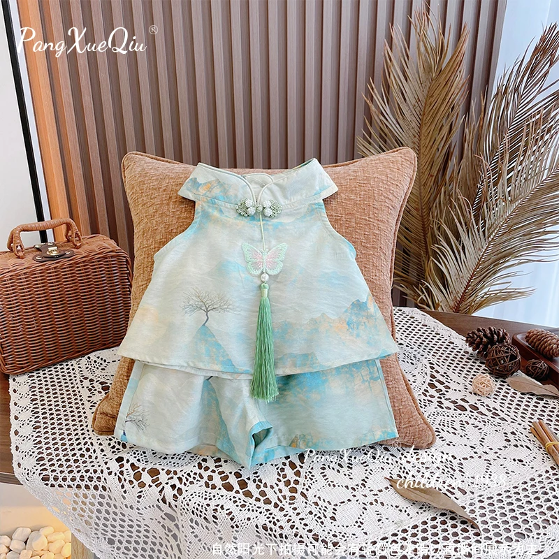 【胖雪球】2023新款儿童萌娃夏季穿搭国风套装洋气两件套女童