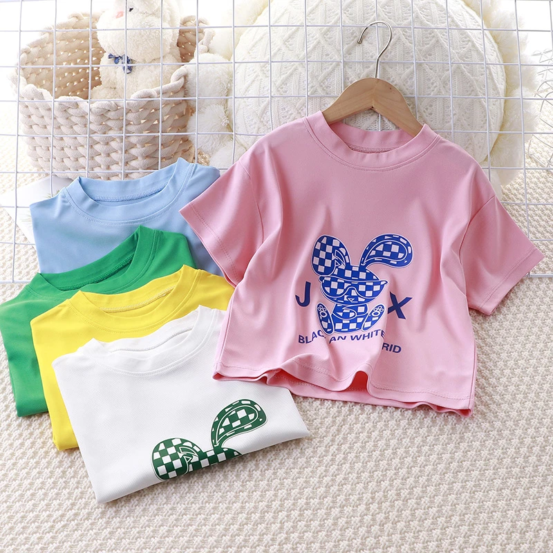 9630儿童夏季印花半袖男童休闲韩版女童洋气宽松中大童百搭短袖T