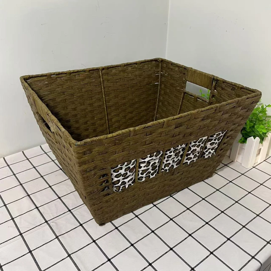 450号微瑕款长40宽35.5高23手工编织收纳筐桌面杂物收纳衣物储物