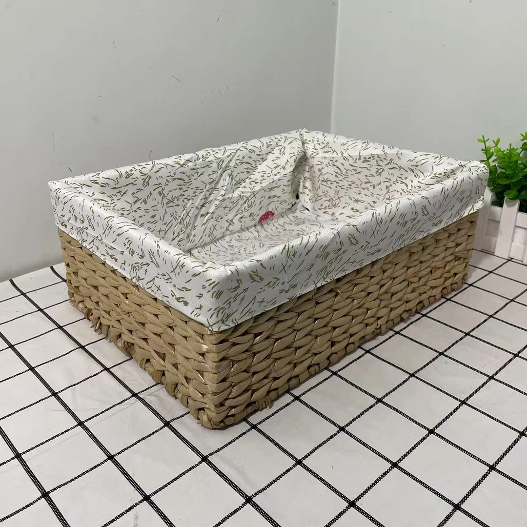 323号微瑕款长38宽28高14手工编织收纳筐桌面杂物收纳筐蒲草收纳