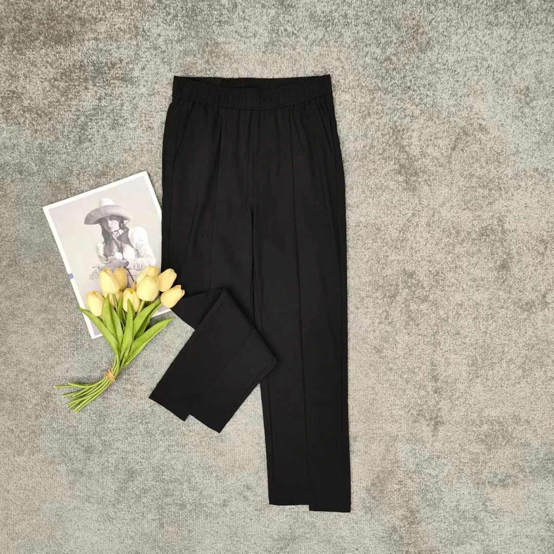 【格小姐】186-8 夏季时尚黑色烟管裤女防晒休闲百搭显瘦八分面膜裤