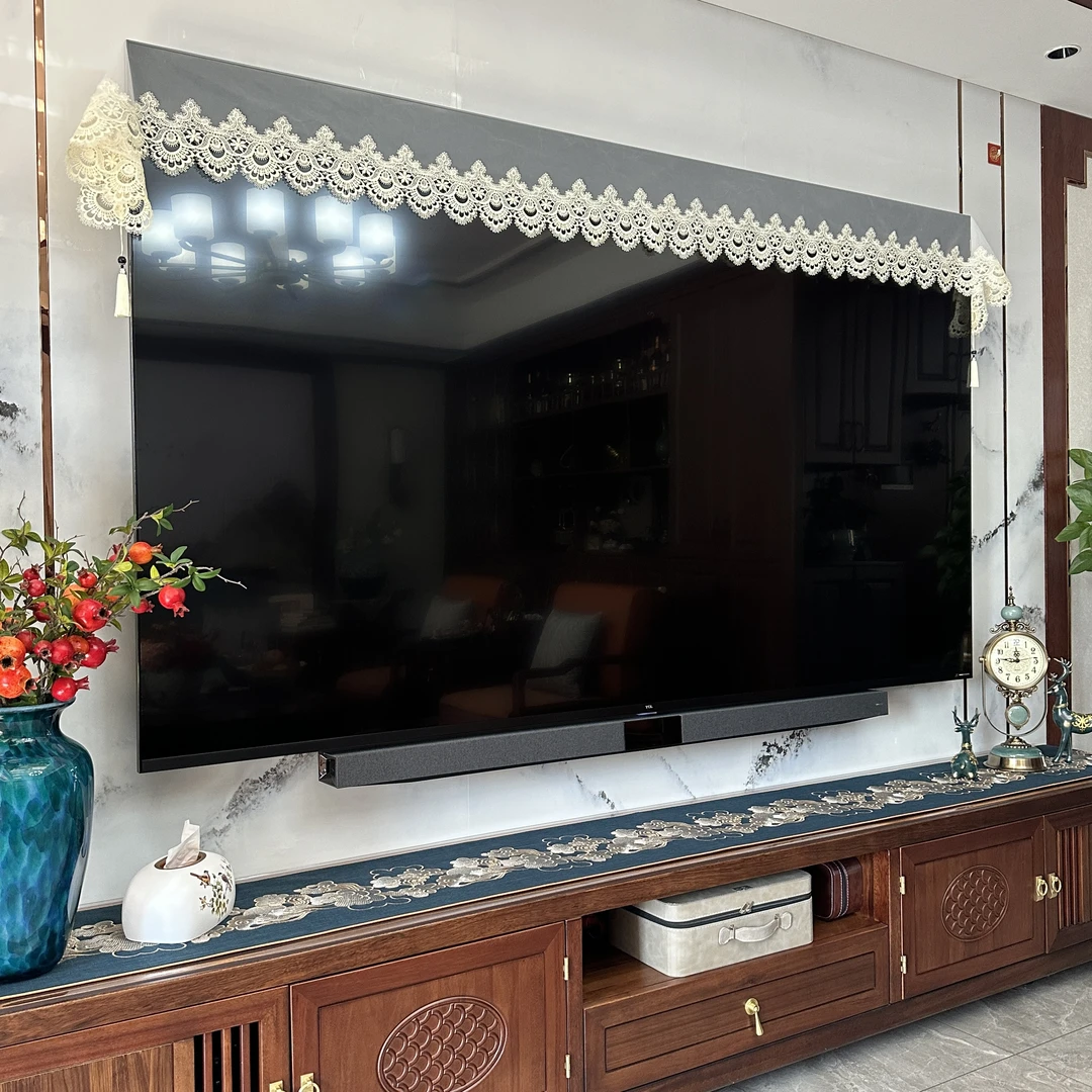 展翼 【40宽】高档欧根纱 手工电视机盖巾 凤尾花边 桌旗