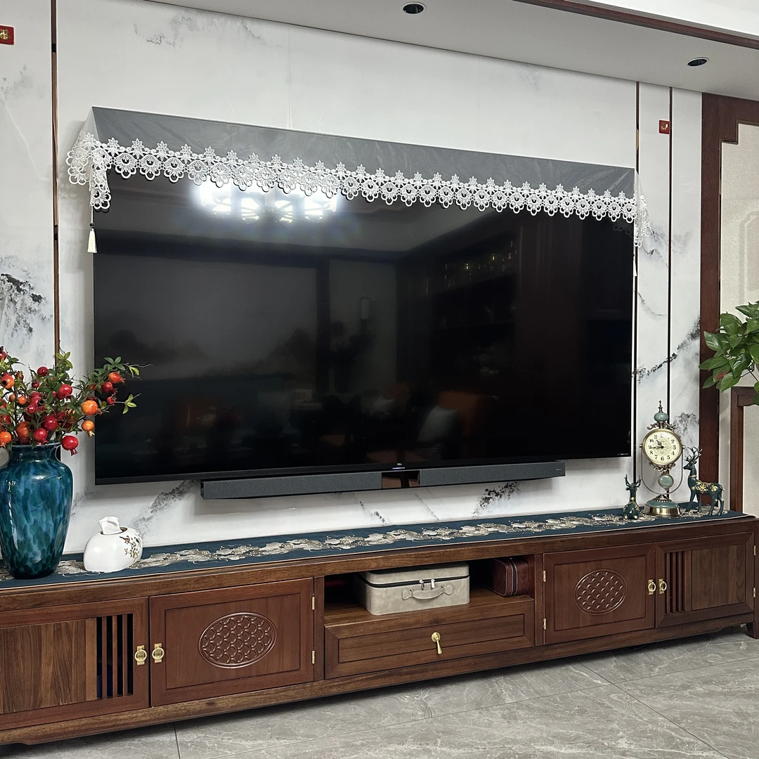 蝉翼纯白【40cm宽】高档欧根纱 手工电视机盖巾 凝粹花边 桌旗