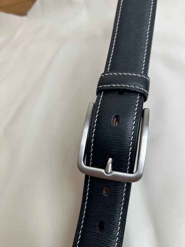 意大利牛皮双层对贴中间起鼓手工缝线针扣