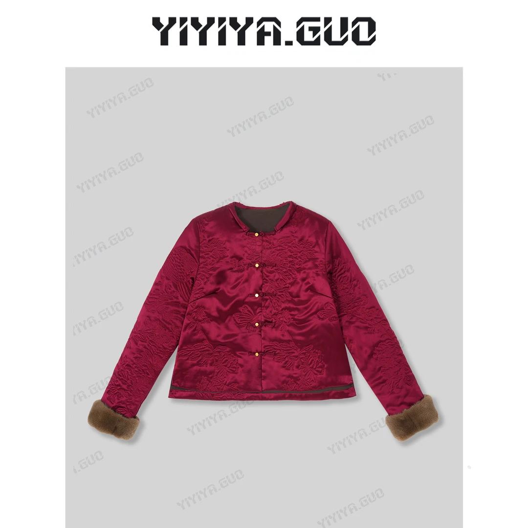 yiyiya.Guo艺艺吖【红花海】新中式中国风小立领盘扣外套20242808