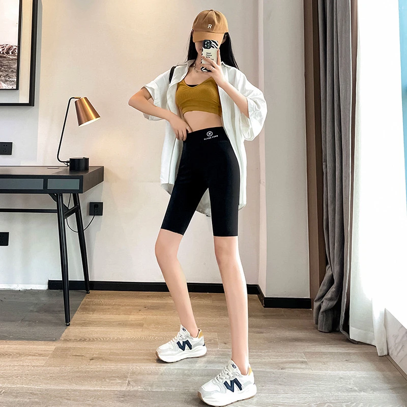 鲨鱼裤高腰五分打底裤紧身收腹裤瑜伽骑行裤子短裤