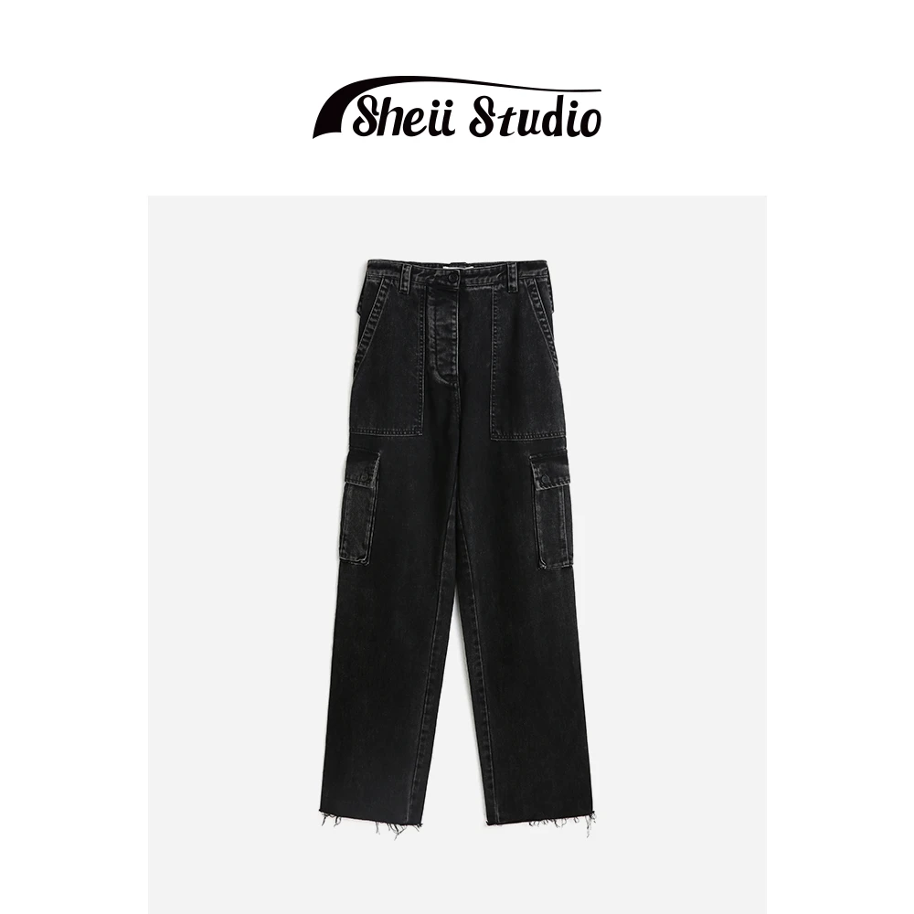 【SHEII】miu家丨直筒工装牛仔裤女 E31F001