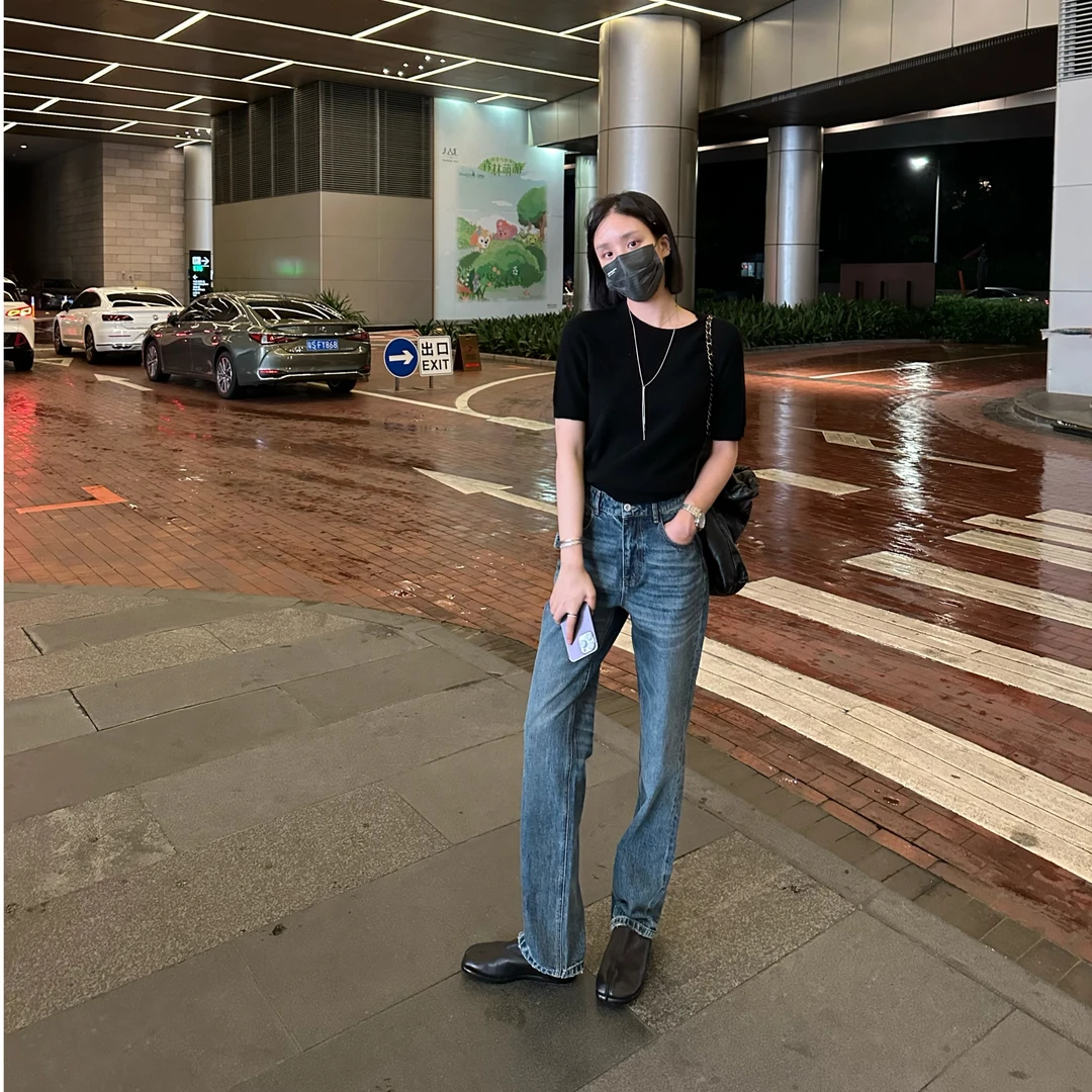 【SHEII】b*家丨原厂洗水工艺丨显瘦直筒牛仔裤女M3321003