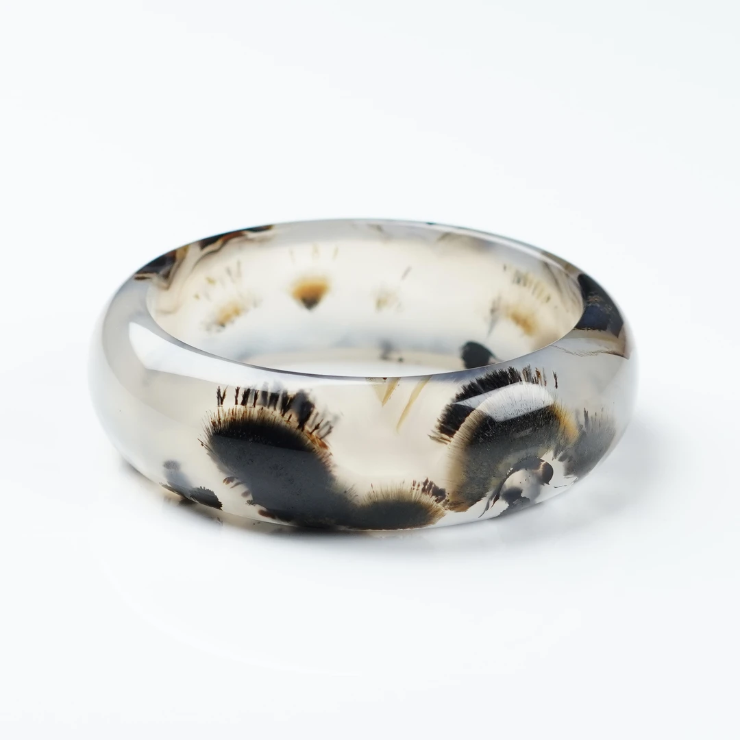 【阳琈珠宝】天然海洋玉髓飘花玛瑙玉石手镯/圈口60/编号031