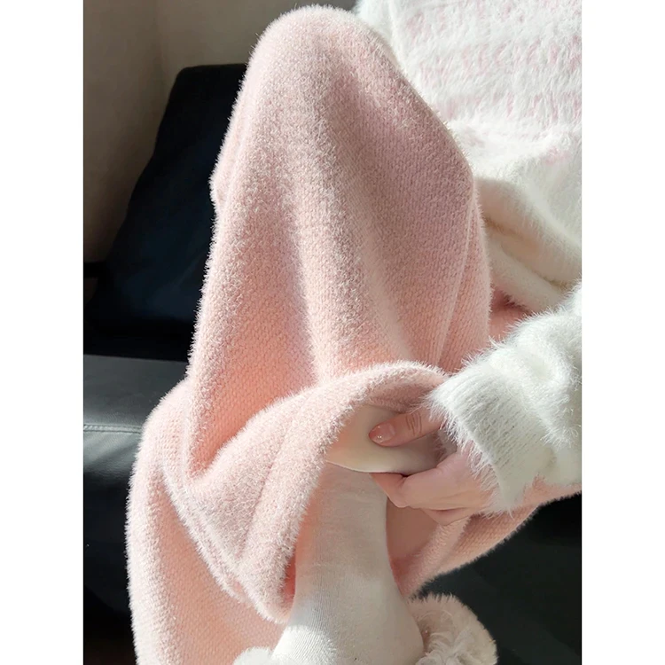 孕妇裤子糯米裤2025新款阔腿裤加绒加厚水貂毛休闲垂感外穿秋冬季