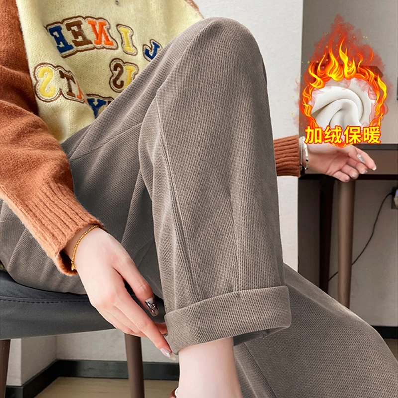 2024新款孕妇裤子欧棉绒秋冬季加绒加厚羊羔绒休闲外穿长裤春秋装