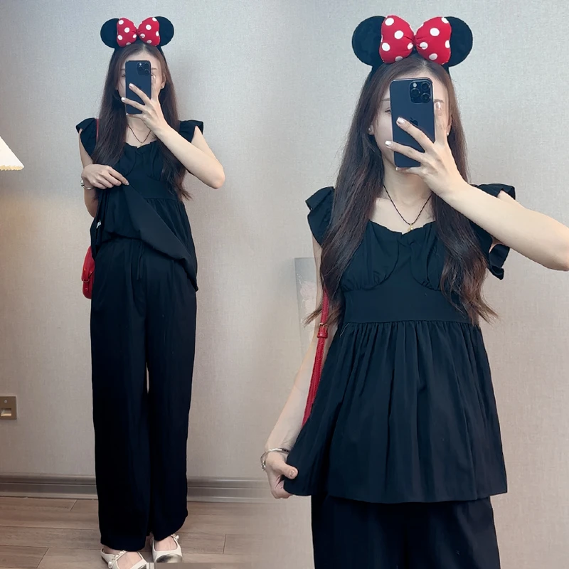 孕妇装夏装套装2025新款时尚薄款休闲外穿名媛孕妇两件套夏季宽松